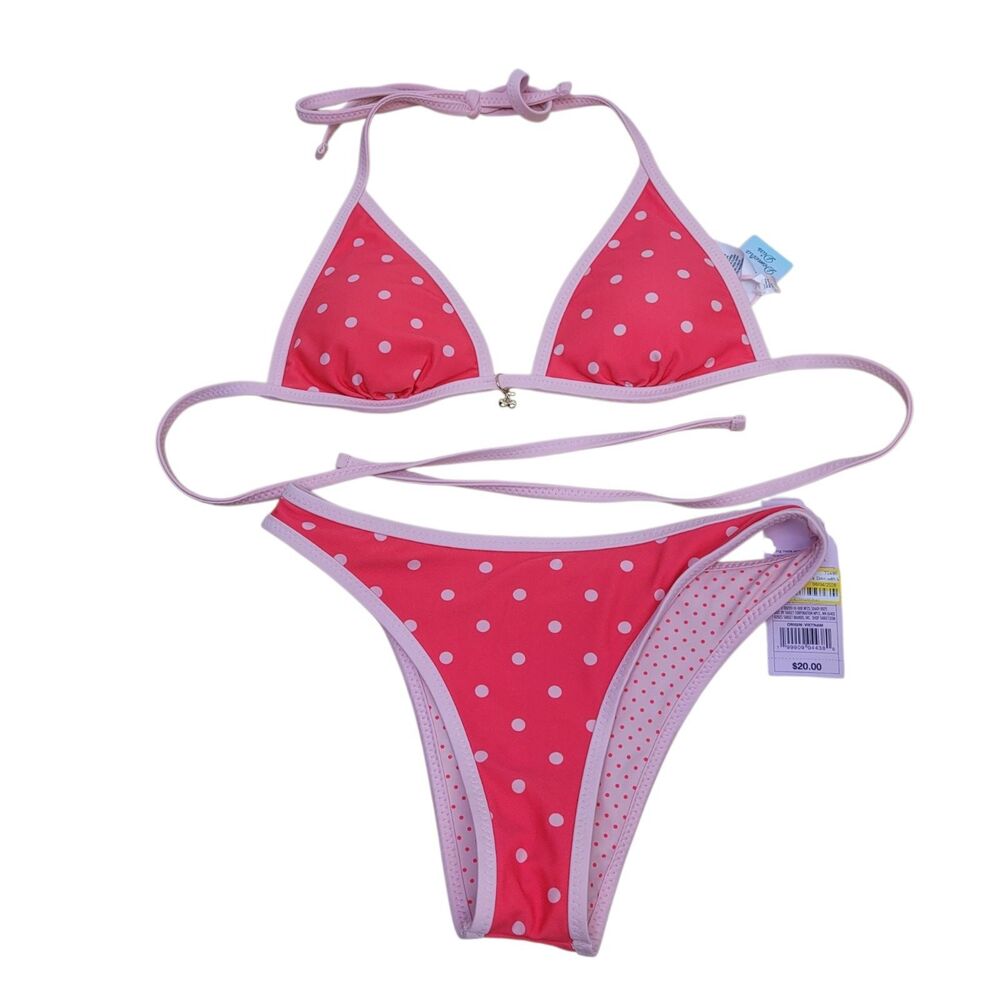 Wild Fable Women's Low-Rise High Leg Cheeky Reversible Polka Dot Bikini Set XXS